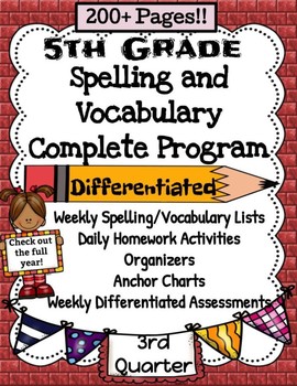Preview of 5th Grade Spelling and Vocabulary Complete Program 3rd Quarter