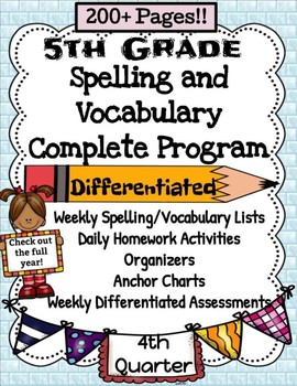 Preview of 5th Grade Spelling and Vocabulary Complete Program 4th Quarter