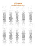 5th Grade Spelling and Vocabulary Printable