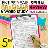 5th Grade Language Spiral Review & Quizzes | Grammar Homework or Morning Work