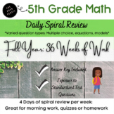5th Grade Spiral Review- Full Year Edition- 36 Weeks of Work