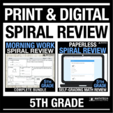 5th Grade Spiral Review Printable & Digital Math Bundle Go