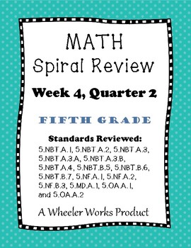 Preview of Fifth Grade Math Spiral Review Quarter 2, Week 4