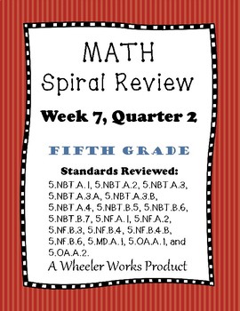 Preview of Fifth Grade Math Spiral Review Quarter 2, Week 7