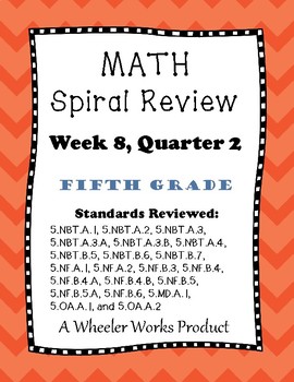 Preview of Fifth Grade Math Spiral Review Quarter 2, Week 8