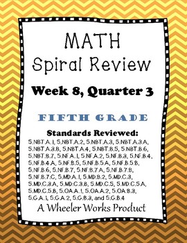 Preview of Fifth Grade Math Spiral Review, Quarter 3 Week 8