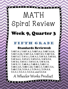 Preview of Fifth Grade Math Spiral Review, Quarter 3 Week 9