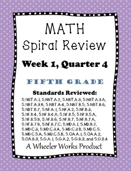 Preview of Fifth Grade Math Spiral Review, Quarter 4 Week 1
