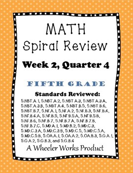Preview of Fifth Grade Math Spiral Review, Quarter 4 Week 2