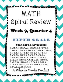 Preview of Fifth Grade Math Spiral Review, Quarter 4 Week 9