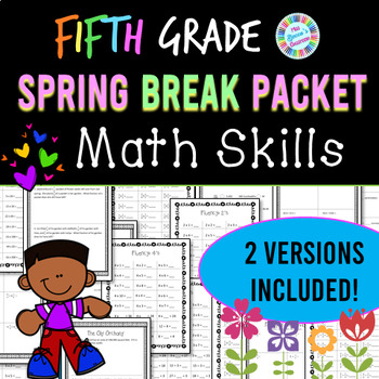 Preview of 5th Grade Spring Break Math Packet | Spiral Review | No Prep | Sub Plans