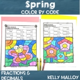 Equivalent Fractions Color by Number Spring Math Decimals 