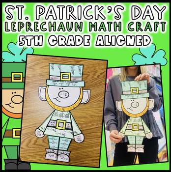 Preview of 5th Grade St. Patrick's Day Fun Math Leprechaun Craft March February Bulletin