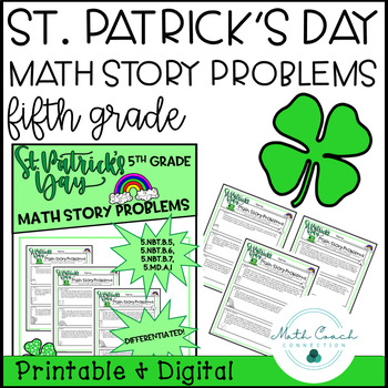 Preview of 5th Grade St. Patrick's Day Math Story Problems | Fifth Grade Decimals