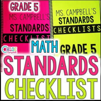 Preview of Florida BEST Standards Math - 5th Grade Standards Checklist Student Data Tracker