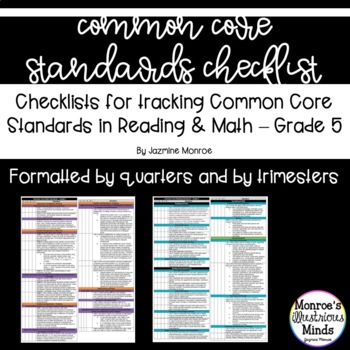 Preview of 5th Grade Common Core Standards Checklists