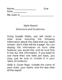 5th Grade State Report and Poster (Google Slides)