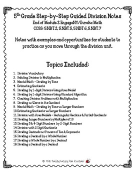 Preview of 5th Grade Step-by-Step Guided Division Notes From Whole Numbers to Decimals