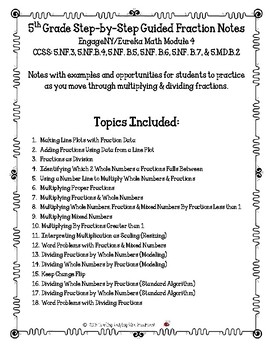 Preview of 5th Grade Step-by-Step Guided Mult & Division Fraction Notes Engage/Eureka Mod 4