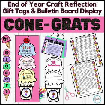 Preview of End of Year Reflection All About Me Craft Gift Tags & Bulletin Board 5th Grade