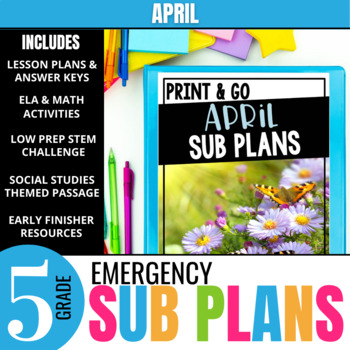 Preview of 5th Grade Sub Plans: April Emergency Substitute Plans & Activities (Set 2)