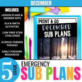 5th Grade Sub Plans: December Emergency Substitute Plans &