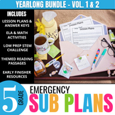 5th Grade Sub Plans Emergency Substitute Plans Bundle
