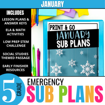 Preview of 5th Grade Sub Plans: January Emergency Substitute Plans & Activities (Set 2)