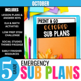 5th Grade October Sub Plans: Halloween Emergency Substitut
