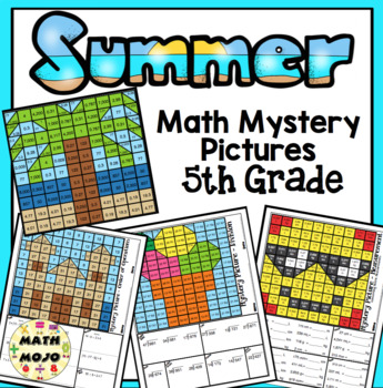 Preview of 5th Grade Summer Math: 5th Grade Math Mystery Pictures