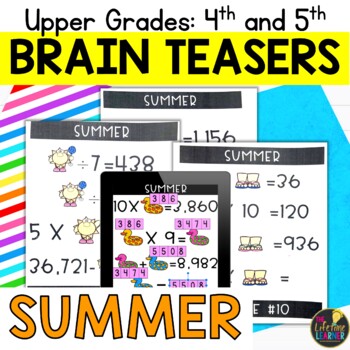 Preview of Summer Logic Puzzles 5th Grade Summer Brain Teasers Multiplication Division