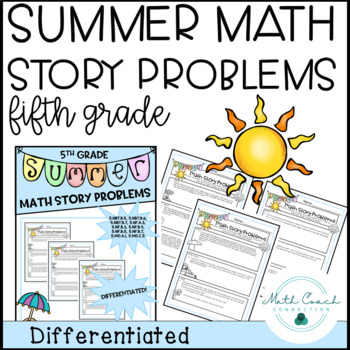 Preview of 5th Grade Summer Math Story Problems | Fifth Grade Math Word Problems