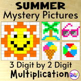 Summer 3 Digit by 2 Digit Multiplication Color by Number M
