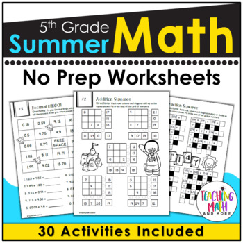 Preview of 5th Grade Summer Packet | Summer Math Worksheets Grade 5