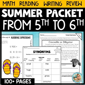 Preview of 5th Grade Summer Packet for 5th Grade to 6th Grade | REVIEW Journal