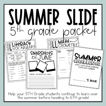 5th Grade Summer Slide Packet by Shaunda Wasik - Upper Elementary