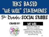 5th Grade TEKS Based We Will Statements- BUNDLE (ELAR, Mat