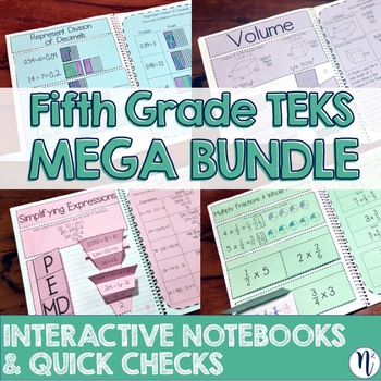 Preview of 5th Grade TEKS Interactive Notebook Activities & Quick Check MEGA BUNDLE