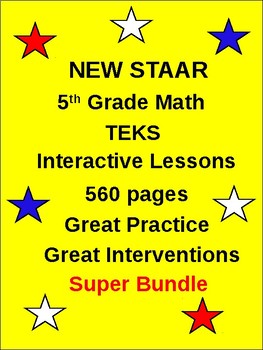 Preview of 5th Gr TEKS STAAR Math  (560 interactive pages) + (EASEL STAAR ASSESSEMENT)