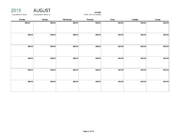 Preview of 5th Grade TUSD Pacing Calendar by month