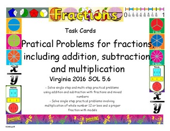 Preview of 5th Grade Task Cards for Fractions