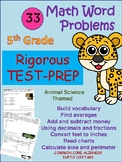 5th Grade Test-Prep Math Word Problems - Science Safari Theme