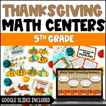 Preview of 5th Grade Thanksgiving Math Activities - Digital Thanksgiving Activities