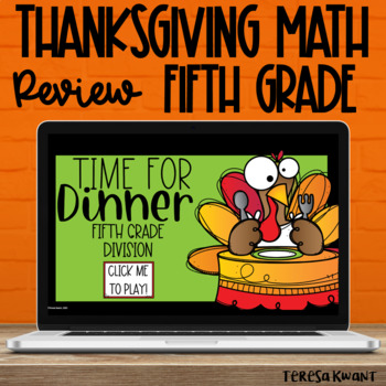 Preview of 5th Grade Thanksgiving Math Google Slides Game Division | Distance Learning
