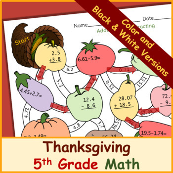 Preview of 5th Grade Thanksgiving Math Mazes