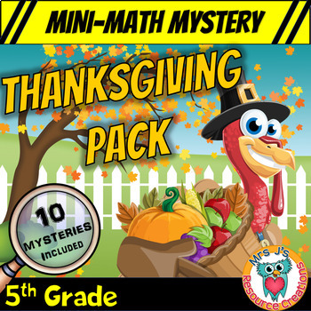Preview of 5th Grade Thanksgiving Math Mini Mysteries - Printable and Digital Activities