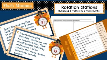Preview of 5th Grade Thanksgiving Rotation Stations - Multiplying a Fraction and a Whole Nu