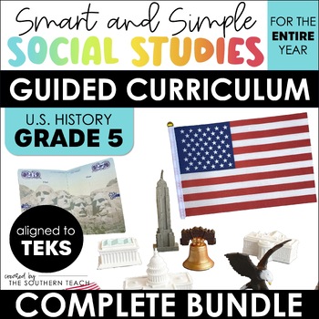 Preview of 5th Grade U.S. History Social Studies Curriculum - YEARLONG BUNDLE TEKS-Aligned