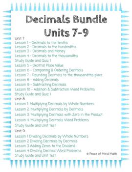 Preview of 5th Grade Unit 7-9 Decimal Bundle:Place Value ,Add, Subtract, Multiply, & Divide