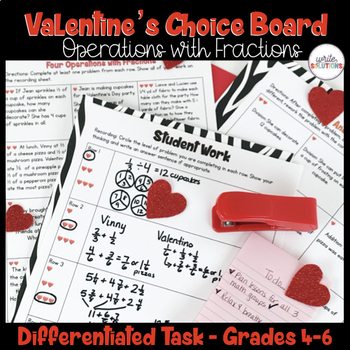 Preview of 5th Grade Valentine's Fractions Addition Subtraction Multiplication Division